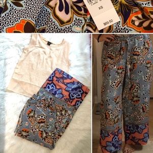 LOFT wide leg flowy pants multicolored NWT